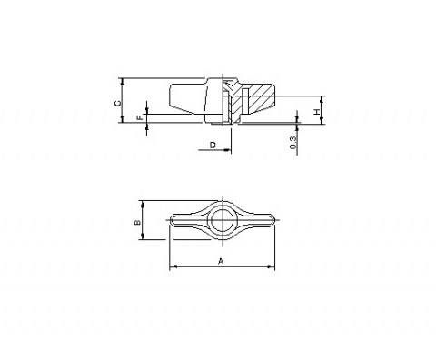 Flügelmutter GB - Technische Zeichnung | Kuala Kunststofftechnik GmbH